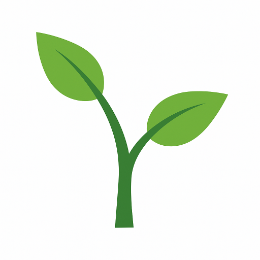 Minimalist green sprout with two leaves, symbolizing new growth, renewal, and quiet beginnings.